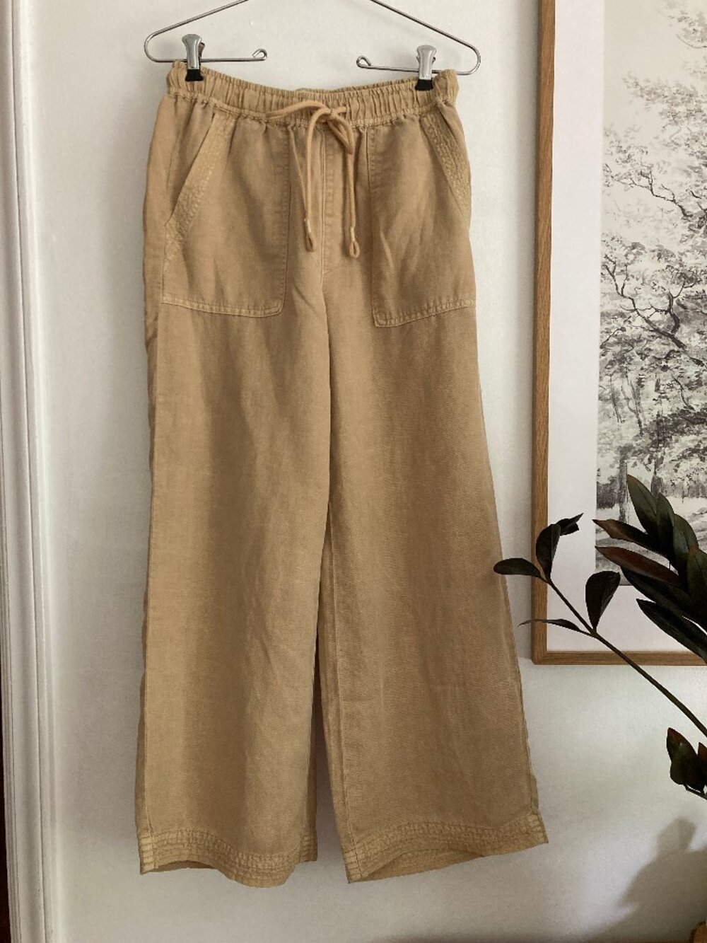 Joie Wide Leg Tan Beige Drawstring Pants Size XS